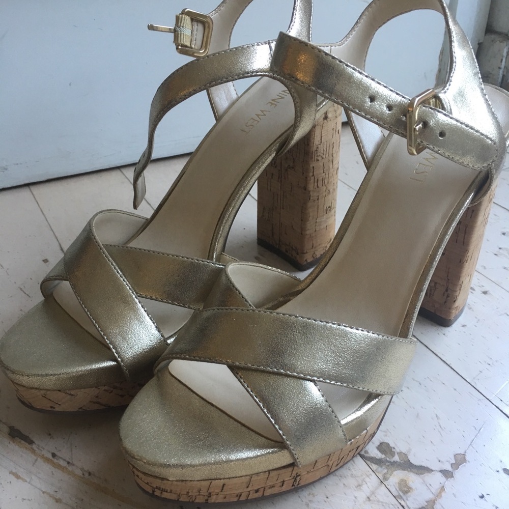 Nine West Gold Platform Heels